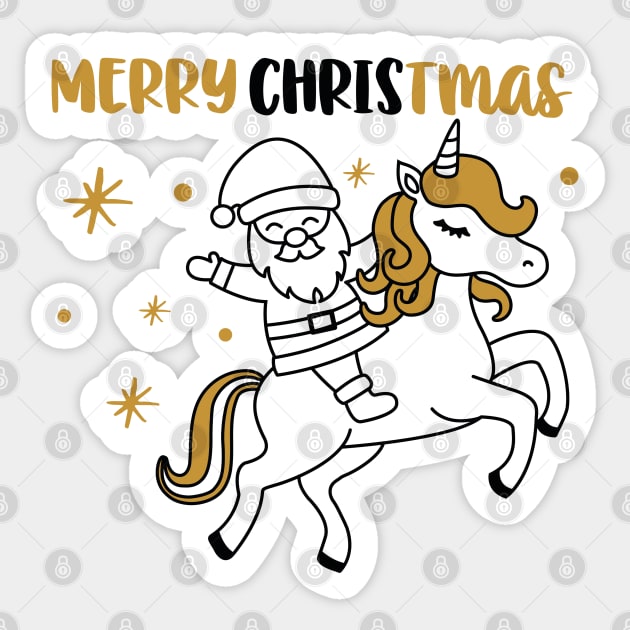 Merry Christmas Santa and Unicorn Sticker by Peach Lily Rainbow